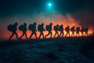 People crossing a dangerous border