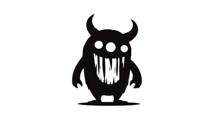 very simple black shape of a scary monster silhouette illustration in vector