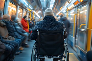 Obraz premium Disabled person struggling with public transportation