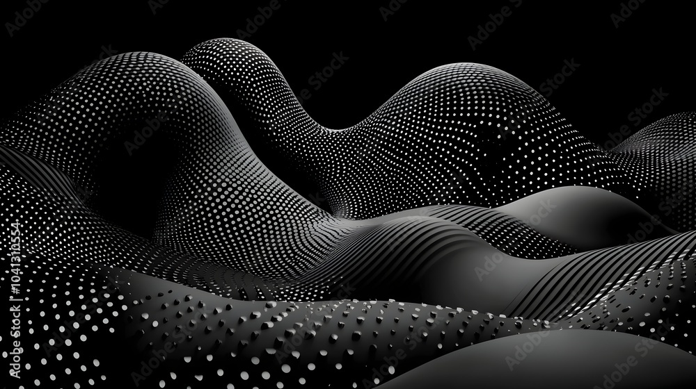 Fototapete Distorted mesh waves symbolizing the disruption misinformation and lack of transparency in the modern digital media landscape  This abstract generative visual represents the chaotic flow of data