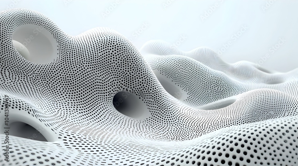 Wall mural elegant and modern mesh wave patterns representing the visualization of sound frequencies resonance 