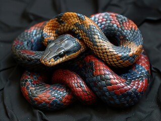 Fototapeta premium Close-Up of a Colorful Snake with Striking Scales