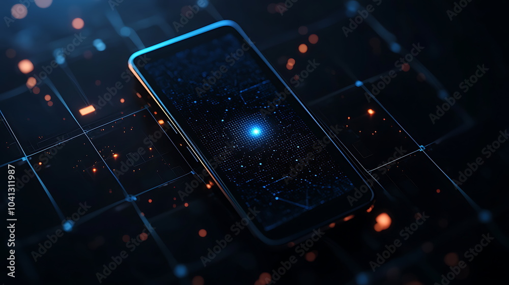 Aufkleber exploring the intersection of technology and creativity a smartphone illuminating a digital galaxy l