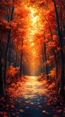 Autumn Forest Path Illustration