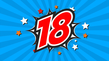 Colorful background with number 18 - Eighteen - 18th eighteenth
