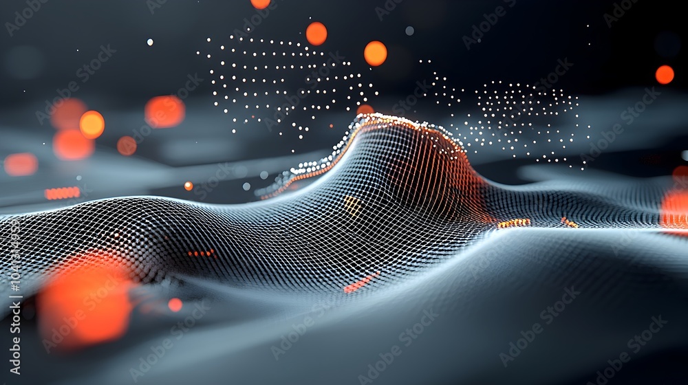 Aufkleber glowing mesh double slit experiment visualizing quantum wave interference a stunning abstract digita