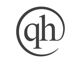 QH logo from two letter with circle shape email sign style. Q and H round logotype of business company