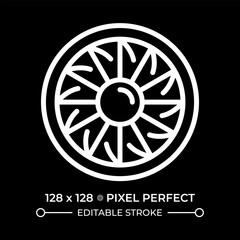 Aircraft engine turbine white linear icon for dark theme. Fan blades. Jet propulsion and power source that drives airplanes. Thin line illustration. Isolated symbol for night mode. Editable stroke © IMG visuals icons