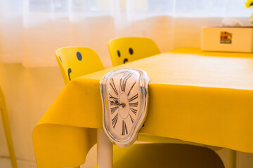 Nonthaburii, Thailand - June, 24, 2024 :Surrealistic Timepiece: A Modern Art Piece at Nonthaburii, Thailand.