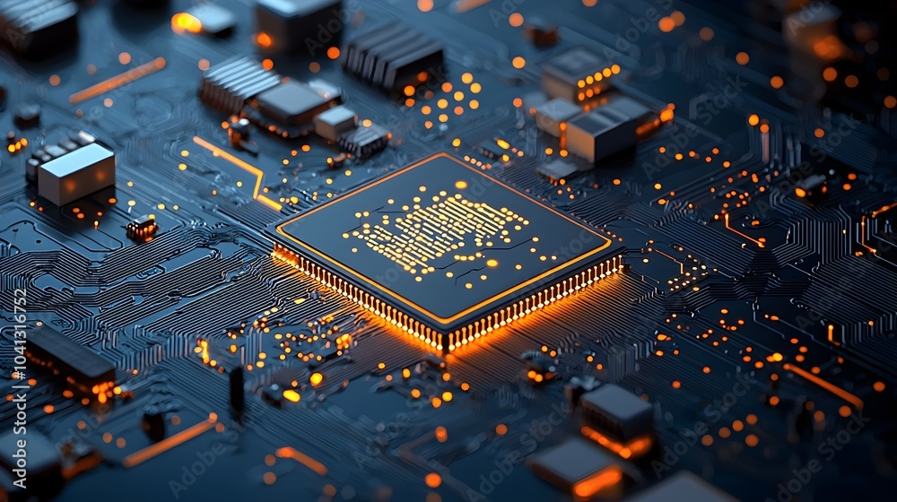 Aufkleber Glowing mesh lines forming a circuit board with pulsing data streams abstract futuristic digital technology background