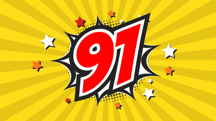 Colorful background with number 91 - Ninety-One - 91st ninety-first