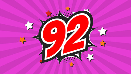 Colorful background with number 92 - Ninety-Two - 92nd ninety-second