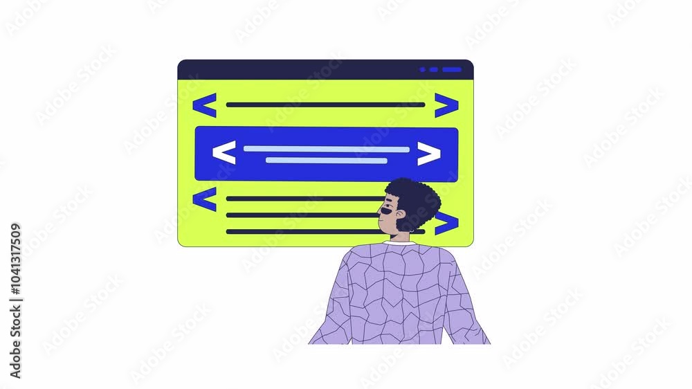 Poster website builder 2d animation. back-end engineer coding construction 4k video motion graphic. backend