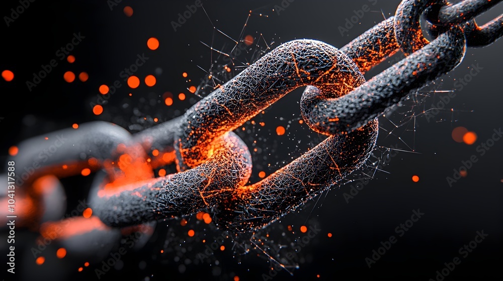 Aufkleber glowing mesh lines forming broken chains representing a conceptual and symbolic image of freedom fro