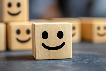 Wooden Blocks with Smiley Faces: A Symbol of Happiness and Optimism