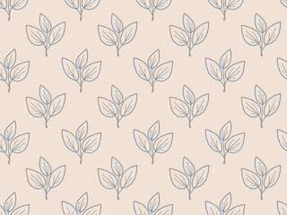 Hand drawn floral pattern vector design. Simple ornament with plant and leaf.