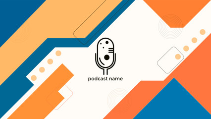 ABSTRACT TEMPLATE PODCAST  WHITE BACKGROUND WITH GEOMETRIC SHAPES FLAT COLOR VECTOR. GOOD FOR COVER DESIGN, BANNER, WEB,SOCIAL MEDIA