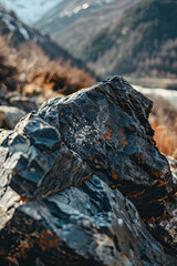 Obraz premium Close-Up of Granite Rock Showing Crystals and Sparkling Minerals in Sunlight