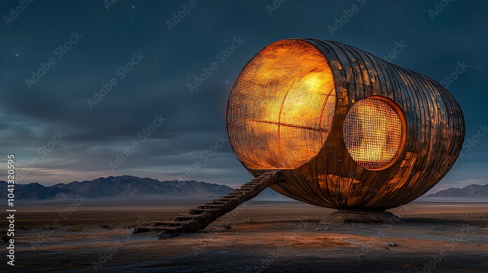 Poster Glowing Mesh Telescope Designed for Observing and Exploring the Distant Star Cluster in the Vast and Mysterious Cosmos
