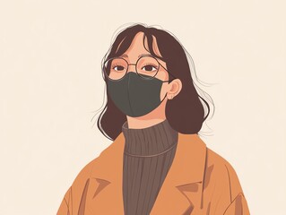 Obraz premium Trendy human with mask, large character style, influencer, flat illustration