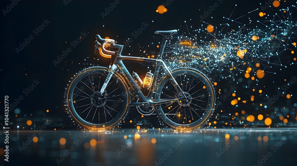 Poster innovative and captivating image depicting a bicycle with a mesmerizing mesh pattern and glowing lum
