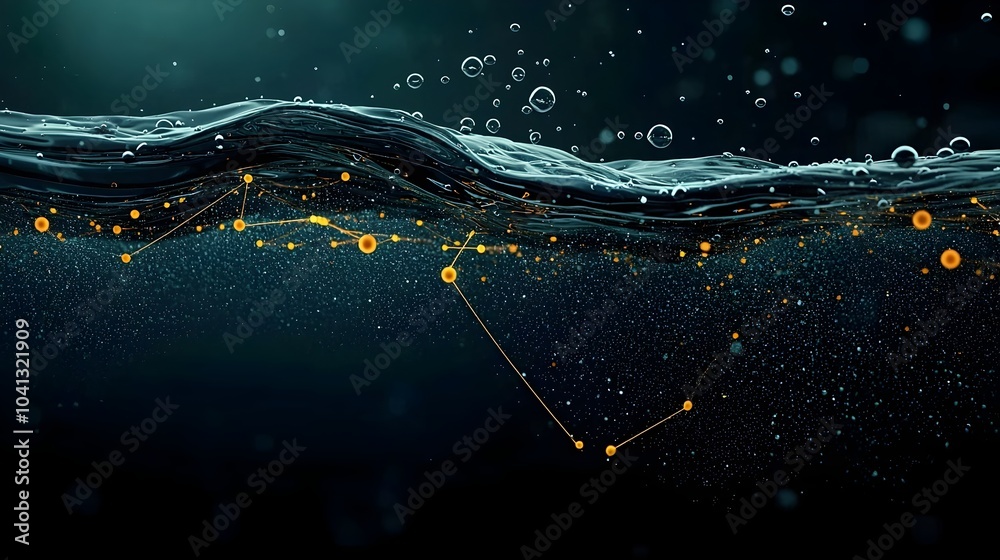 Fototapete Intricate mesh diagrams showcasing the complex fluid dynamics and flow patterns within water simulations  This abstract