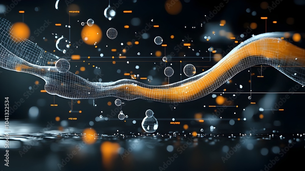 Leinwandbilder mesh diagrams illustrating fluid dynamics in water simulations abstract digital of 3d rendered visua