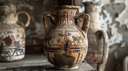Worn Greek Amphora with Delicate Handles