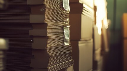  neatly arranged cardboard boxes in a warehouse, capturing the organized, industrial feel of packaging and shipping processes.