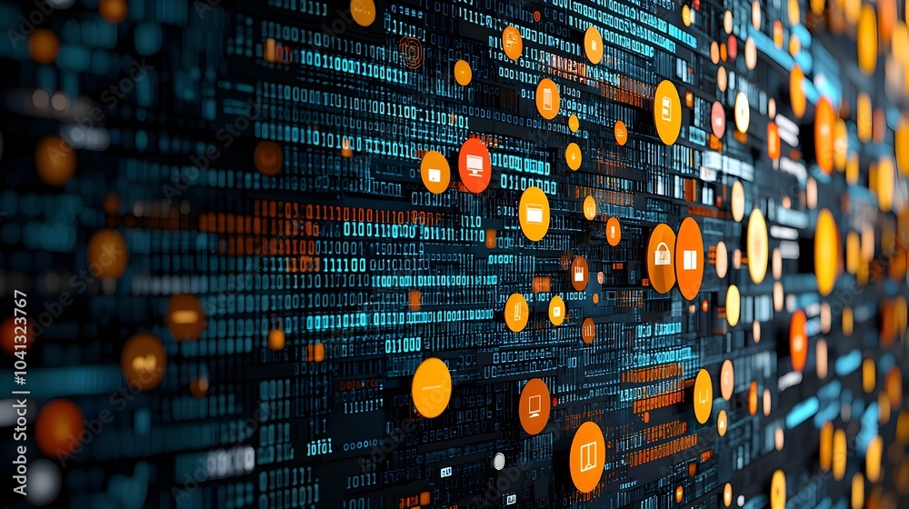 Aufkleber Mesh patterns depicting data breaches and vulnerabilities to raise awareness about cybersecurity and privacy issues in the digital age