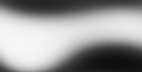 Monochrome gray white black wave grainy gradient background dark noise texture header poster banner backdrop design, copy space