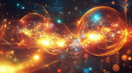 Obraz premium Pulsating Orbs of Light in a Cosmic Landscape