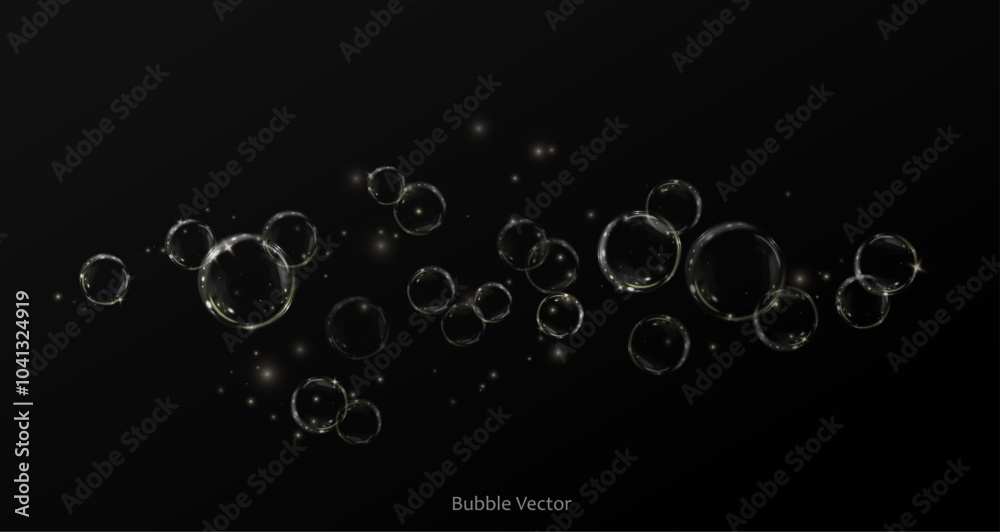Wall mural bubble png. set of realistic soap bubbles. bubbles are located on a transparent background. vector f