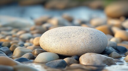 textures and shades of a smooth stone found near a riverbank