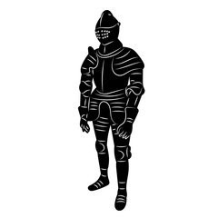 silhouette knight on white background, vector