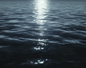 Fototapeta premium Water texture with soft ripples, dark undertones, moonlit reflection