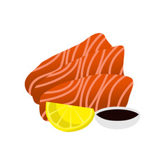 Sashimi is a typical Japanese food, pieces of fresh salmon.