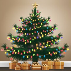 Fototapeta premium Decorated Christmas Tree with Presents Underneath