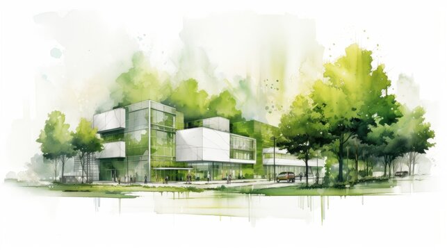 Sustainable architectural design with green elements