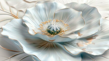 Poppy flower, background decoration, 3D illustration.