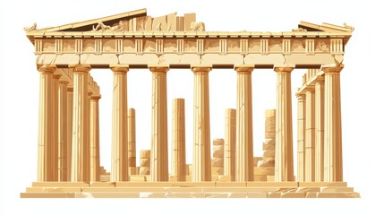 Obraz premium Ancient Greek Temple Illustration