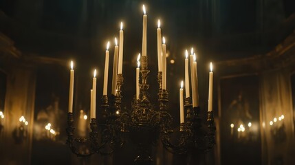 Elegant Baroque Candelabra with Tall Wax Candles