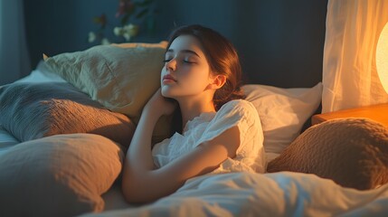 Obraz premium Beautiful young woman resting at home. 