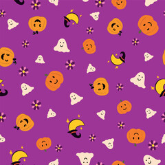 Ditsy Halloween repeat vector pattern design background