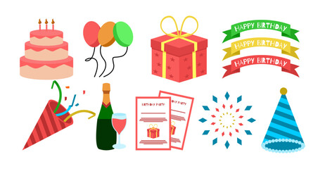 Birthday themed flat design bundles.