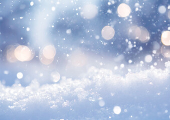 Fototapeta premium 雪と光の青色背景