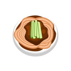 Illustration of Jajangmyeon, a typical Korean noodle dish.