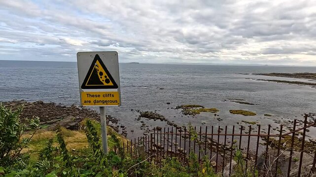 Coastal Warning Sign in Fife, Scotland