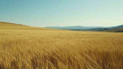 Obraz premium Golden Wheat Fields Swaying in the Wind