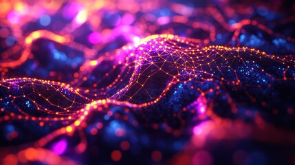 Obraz premium Abstract Digital Landscape with glowing Lines